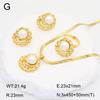 Stainless Steel Gold Flower Set Women 4pcs Necklace Earrings Bracelet Ring Cubic Zirconia Luxury Wedding Party Anniversary Gift