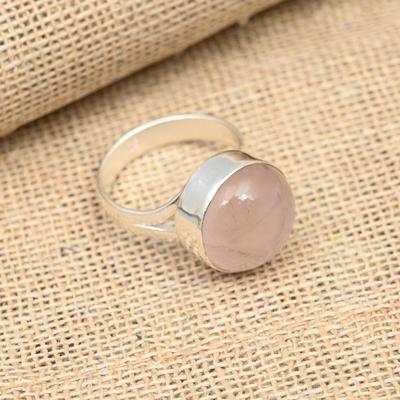 Rose Quartz Gemstone 925 Sterling Silver Handmade Wedding Jewelry Ring
