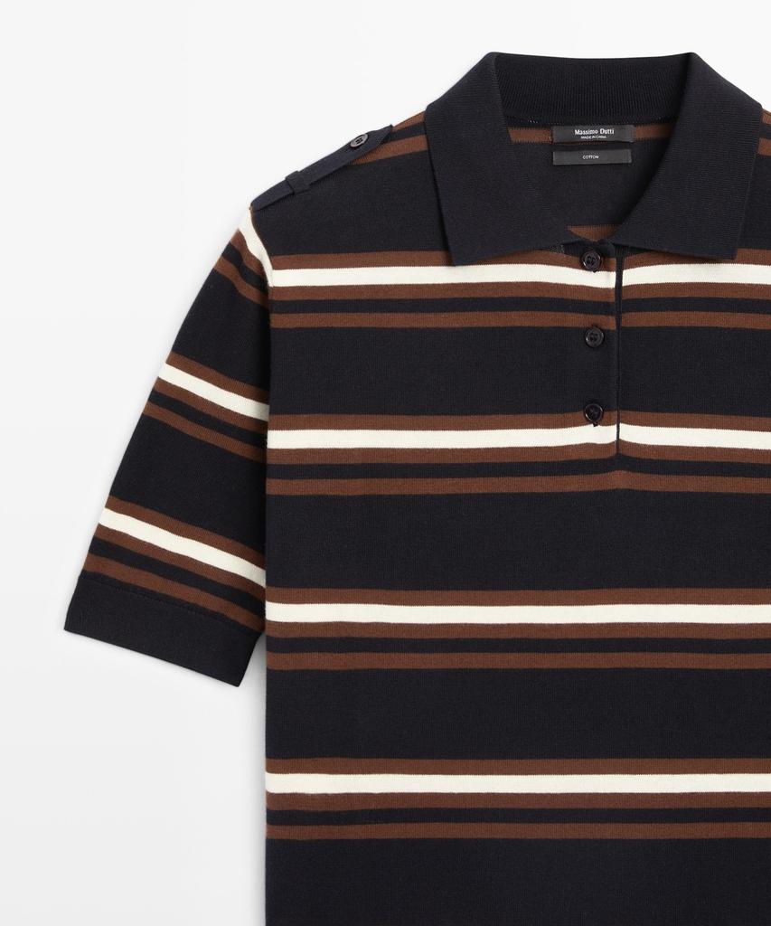 Masimodutti 100% Cotton Striped Knit Polo