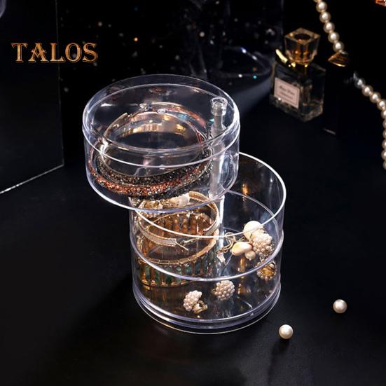 Caixa de joias giratória transparente, grande capacidade de armazenamento, útil, 3/4/5 camadas, suprimentos de beleza, pulseiras, estojo de armazenamento, uso diário