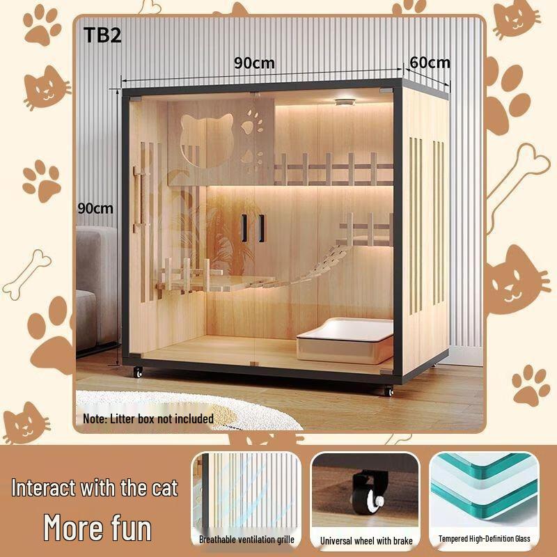 JINGRUIXIANG Wooden Indoor Cat House & Cage