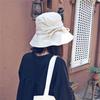Cotton and linen big eaves fisherman hat summer visor hat women's casual versatile foldable solid color basin hat
