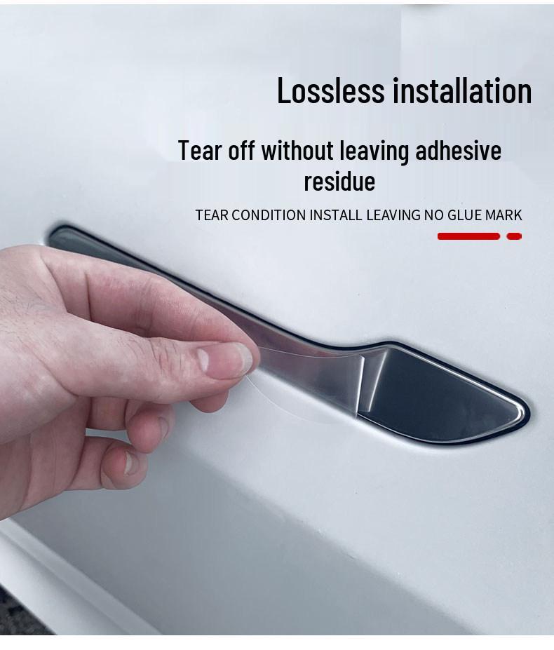 Carbon Fiber Door Handle Stickers for Tesla Model 3/Y: Scratch-Resistant Decorative Accessory