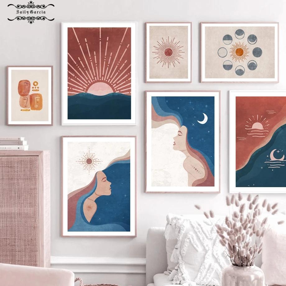 Divination Witch Poster Moon Sun Goddess Wall Art Canvas Painting Tarot Nordic Prints Wall Pictures for Living Room Boho Decor