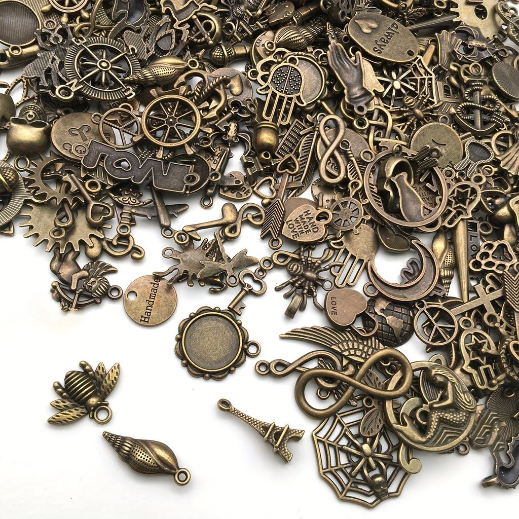 Misto Vintage 100pz Casuale Lega Bronzo Antico Ciondolo Charms Fatto a Mano DIY Bracciale Pendenti