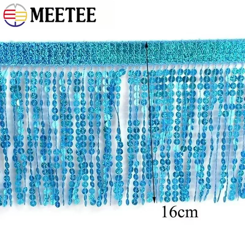 1-5M 16cm Meetee Sequin Tassel Fringe Latin Dress Lace Trims Ribbon Clothes Fringes Fabric Garment Crafts Sewing Accessories