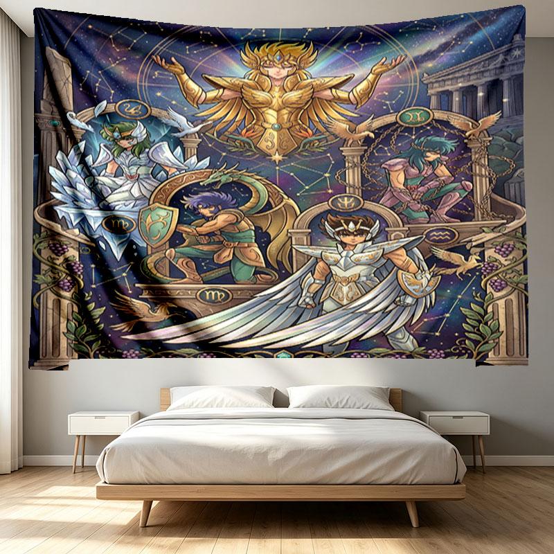 Saint Seiya Print Tapestry - Portable Wall Decor Cloth, for Home, Dorm, Travel, Bedroom, Living Room - Ideal Birthday Housewarming Gift