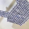 Seaside Blue & White Plaid Beaded Camisole Top + High-Waisted Skirt Set