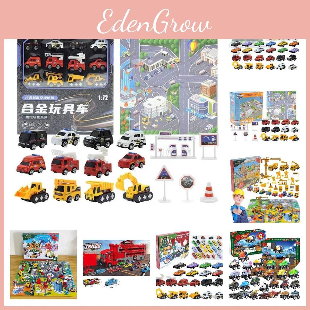 Christmas Countdown Calendar Car Blind Box 24 Days Alloy Fire Engine Set Toy