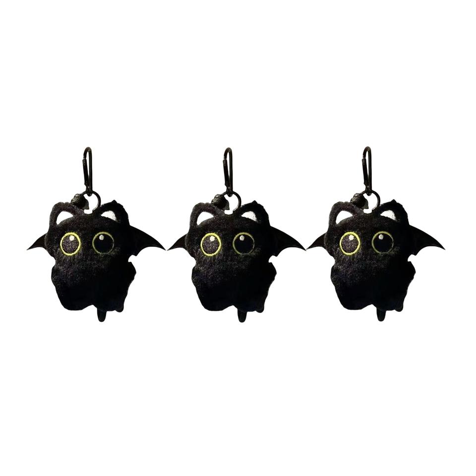 1/2/3Pcs Cool Plush Black Cat Doll Toy Keychain Bag Pendant Charms Car Keyring Accessories For Women Men Friends Gifts