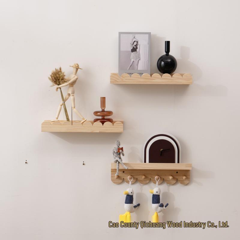 Solid Wood Lace Wall-Mounted Decorative Shelf for Home Living Room