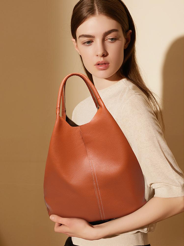 Zency Μαλακή Γνήσια Δερμάτινη Γυναικεία Τσάντα Tote Χειρός Κλασική Κομψή Μπλε Μεγάλης Χωρητικότητας Shopper Σύνθετη Τσέπη Γκρι Πορτοφόλι 2024