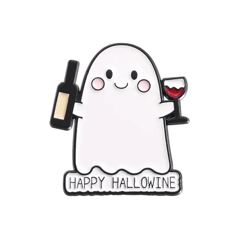 Halloween Punk Ghost Collected Enamel Pin Custom Spooky Boo With Black Cat Brooches Clothes Lapel Badge Jewelry Gift for Friends