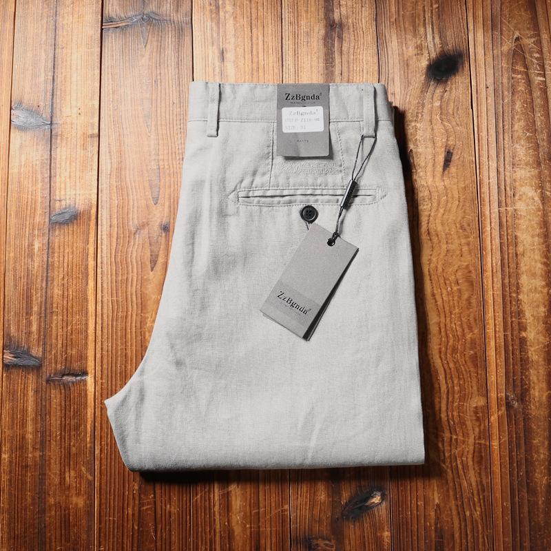 Men's European Summer Breathable 100% Linen Straight-Leg Trousers - Business Casual