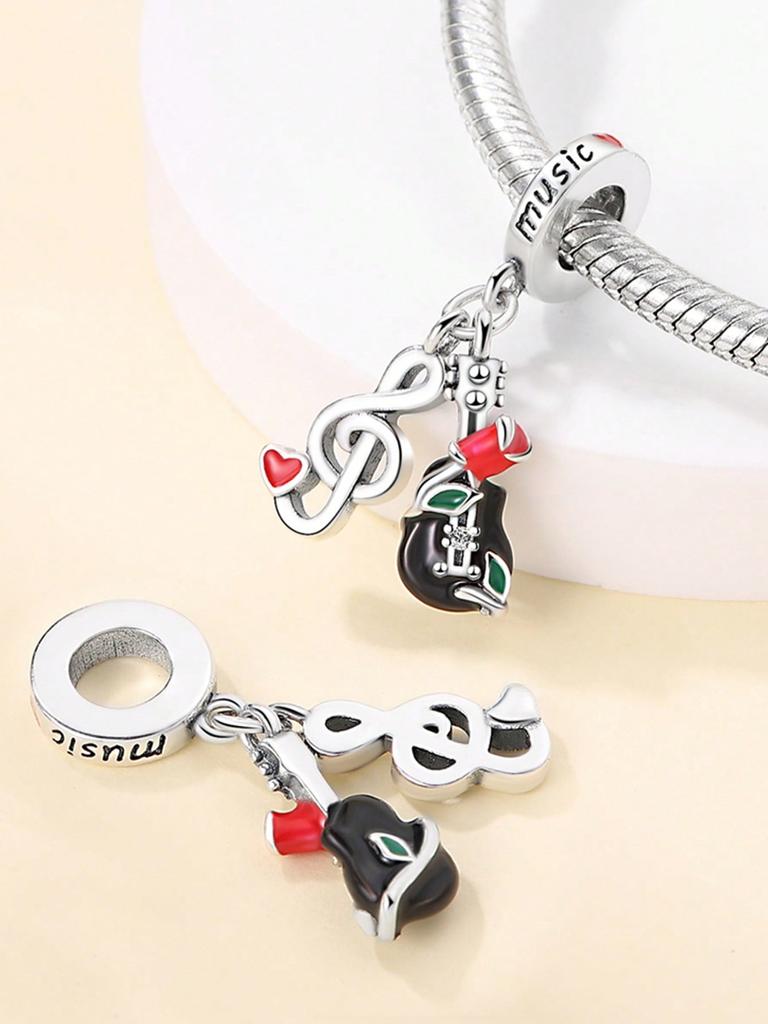 Charms Plata Copper Colors Musical Piano Beads Charm Pendant For Original Bracelet For Women Diy Jewelry Love Gift