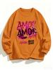 Amor Anoer Cover Printed Woman All-Match Loose Sweatshirt Fleece Casual Pullover Hip Hop Y2K Clothing Autumn Warm Sportswear