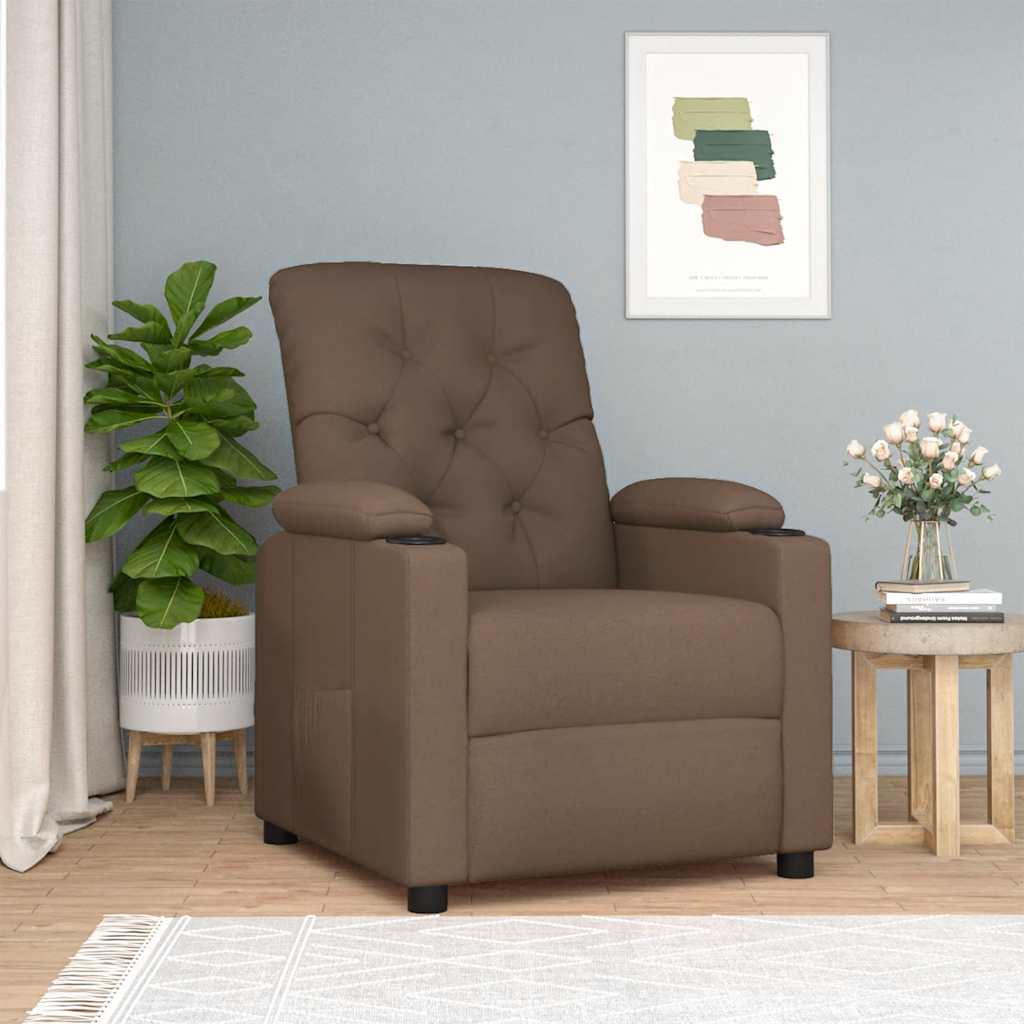 Relaxation Armchair In Brown Fabric