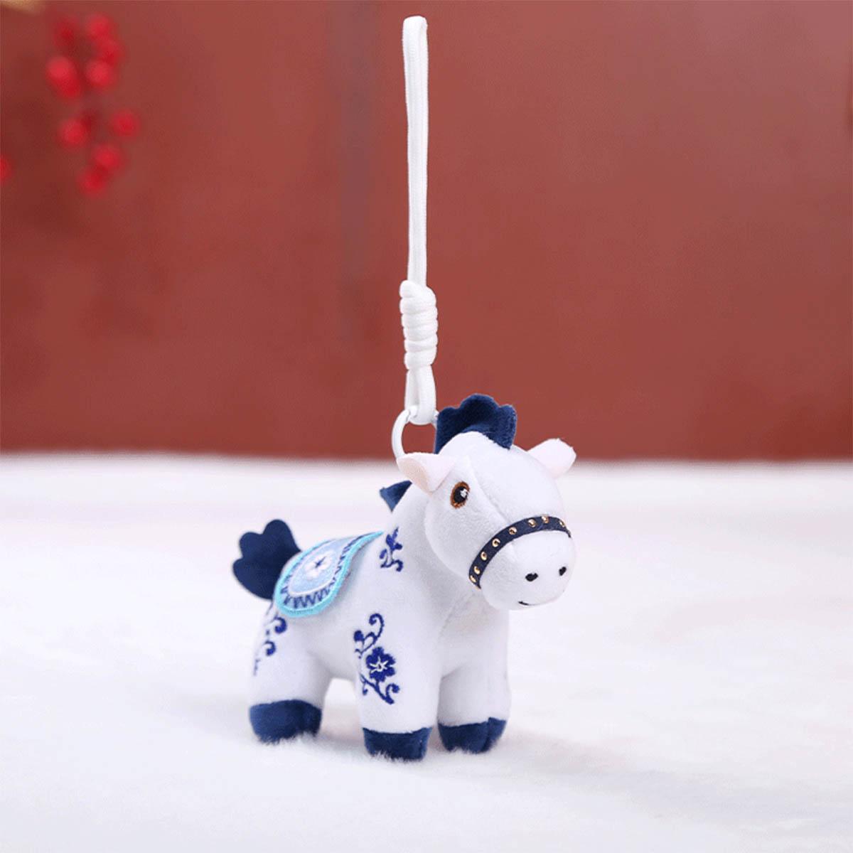 

Mascot For The Year Of The Horse Cute Plush Soft Pony Pendant Cartoon Realistic Plush Stuffed Lucky Pony Keychain Pendant білий