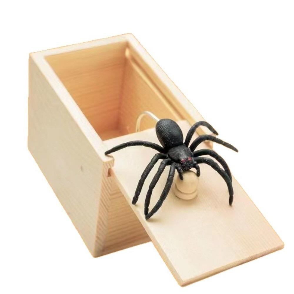 Creative Quality Craft Trick Spider Box Fun Game Magic Props Wooden Scare Box Halloween Surprising Box Halloween Gift