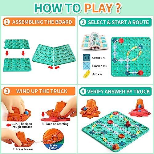 Burgkidz Logical Road Builder Board Game 56x56cm Large Labyrinth Puzzle Multiplayer Family Interactive Toy Gift for Boys Girls Age 4+