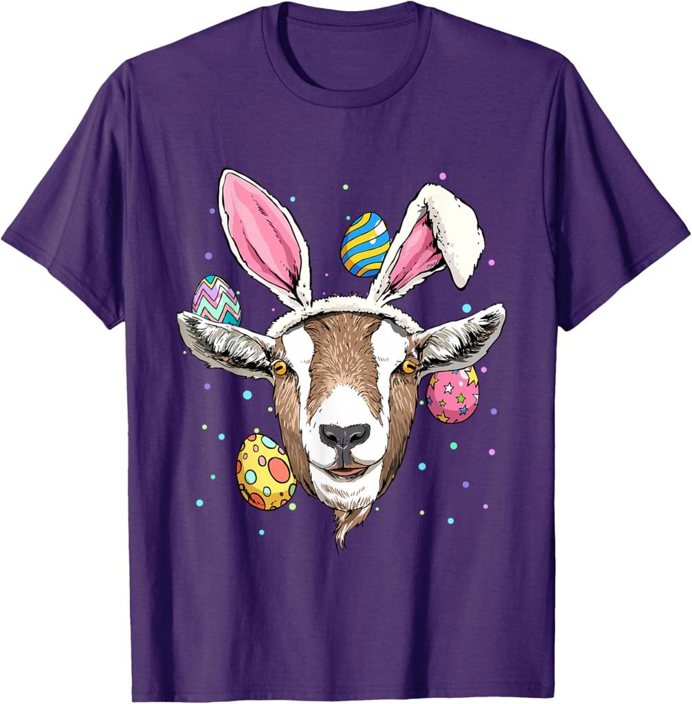 Easter Bunny Goat Graphic Tee Funny Farm Animal Lover Spring Holiday T-Shirt