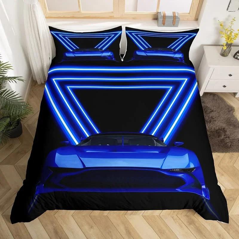 Racing Car Duvet Cover Kids Extreme Sports Game Quilt Cover Twin For Boys Microfiber Cool Speed Automobile Honeycomb Bedding Set
