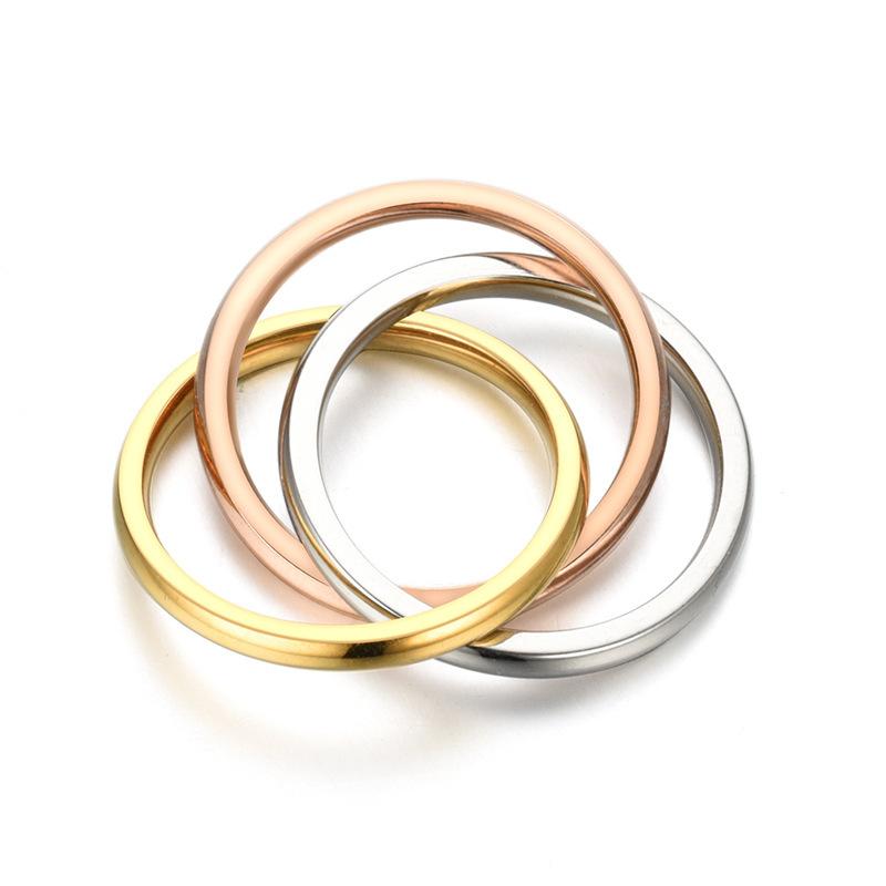 1Pc Fashion Classic Three Lives Three Worlds Three Colors Three Rings Interlocking Titanium Steel Ring