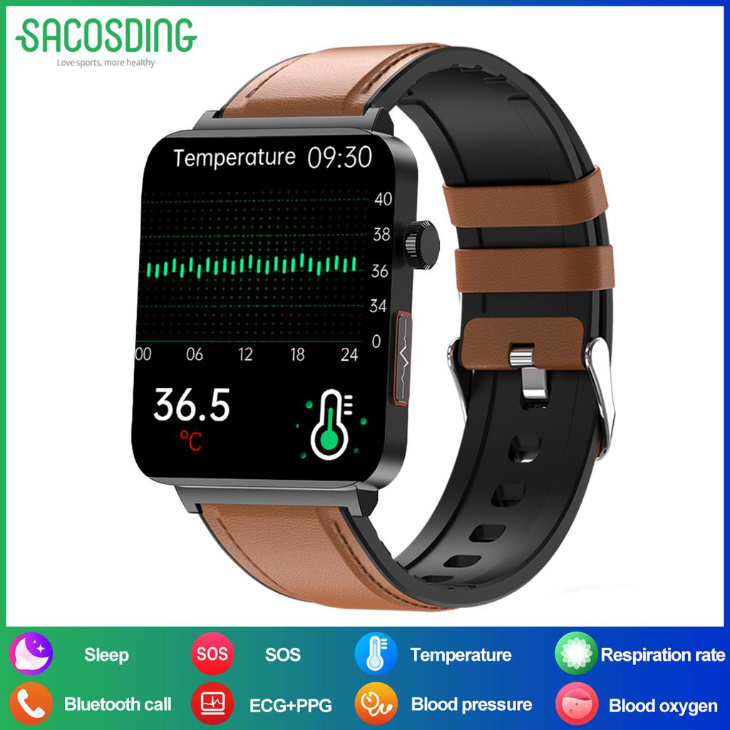 SACOSDING New ECG+PPG Smart Watch Blood Pressure/Oxygen Sleep Health Analysis BT Call Smartwatch Men Women For Androd iOS