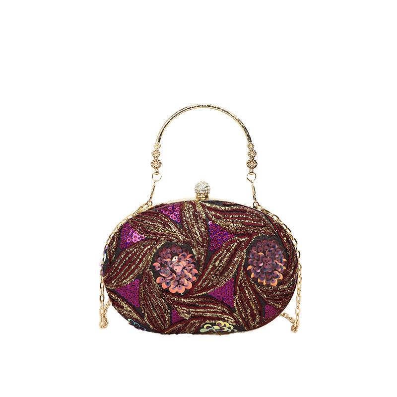 Pochette da Sera Stile Cinese con Tracolla a Catena e Paillettes per Feste Formali
