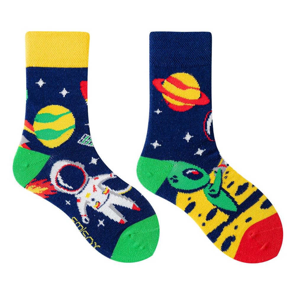 Children's Asymmetrical Cartoon Mid-Calf Socks - Colorful Parent-Child Style, Trendy Fashion for Kids