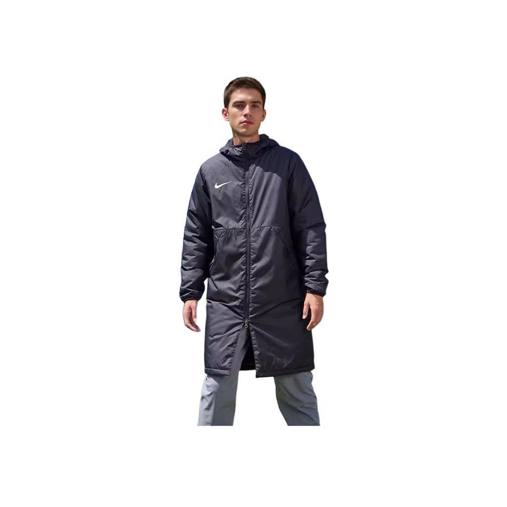 Nike Chaqueta de Algodón Cálida de Largo Medio con Capucha de Color Sólido para Hombre Ropa Exterior Azul Oscuro CW6767-451