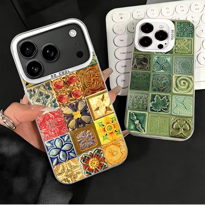 Italian Sicilian Style Floral Pattern Shockproof Phone Case for iPhone 17 Air 16 16E 15 Pro Max 14 Plus 13 Mini 12 Back Cover An