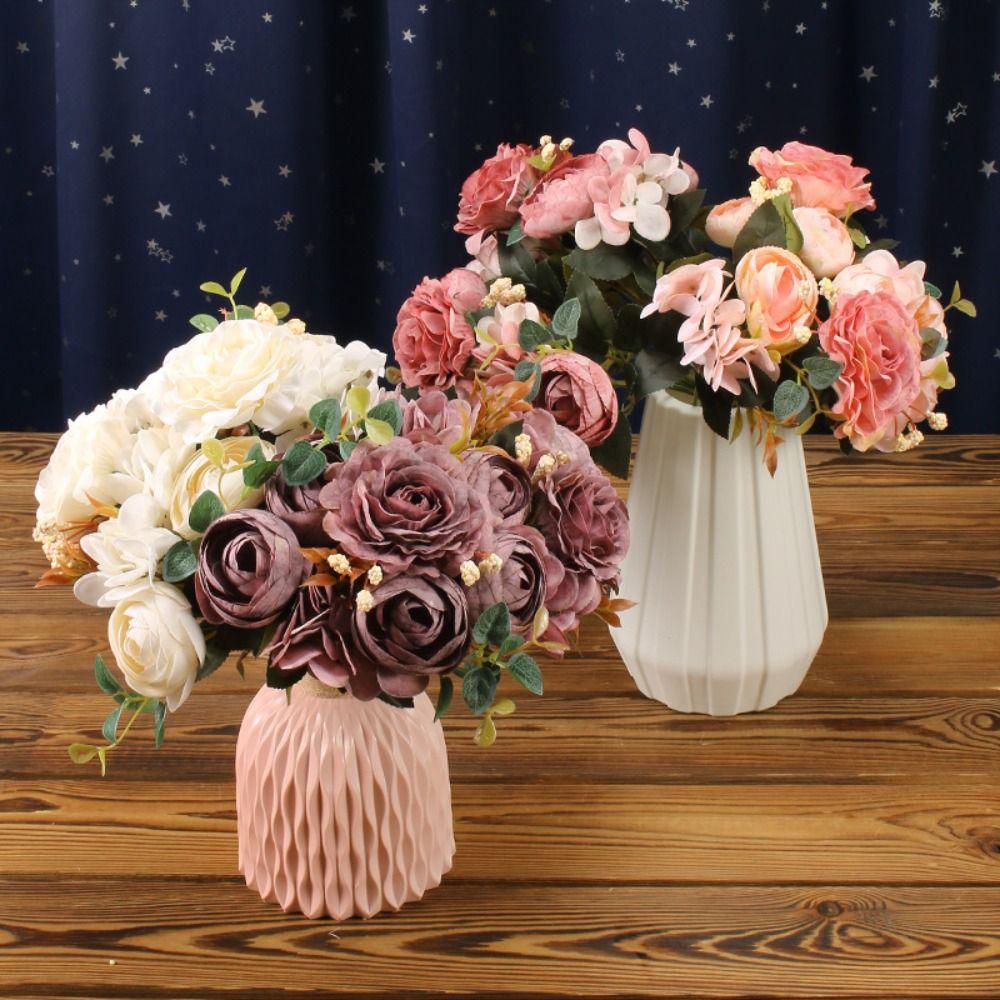 

Office DIY Bouquet Decoration Garland Fake Plant Silk Rose Artificial Flower Peony