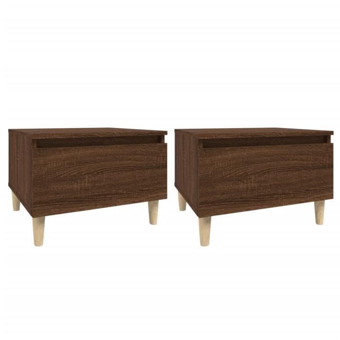 819515 vidaXL Tables d'appoint 2 pcs Chêne marron 50x46x35 cm Bois ingénierie