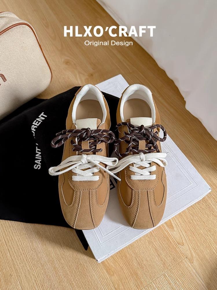 

Small feet~ leather retro German training shoes women s 2025 new inner height increase lace-up casual sports versatile Forrest Gump shoes 40