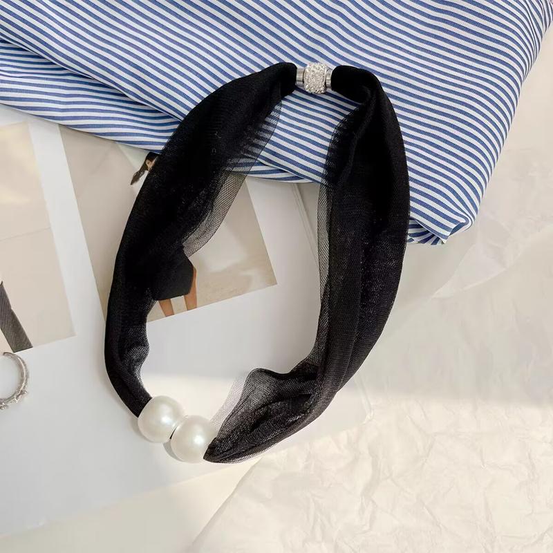 Elegante Netzspitze Perlendekoration Niedlicher Schal Halskette Hochzeit Abschlussball Schmuck Für Frauen Kurzer Halsbedeckung Bekleidungszubehör