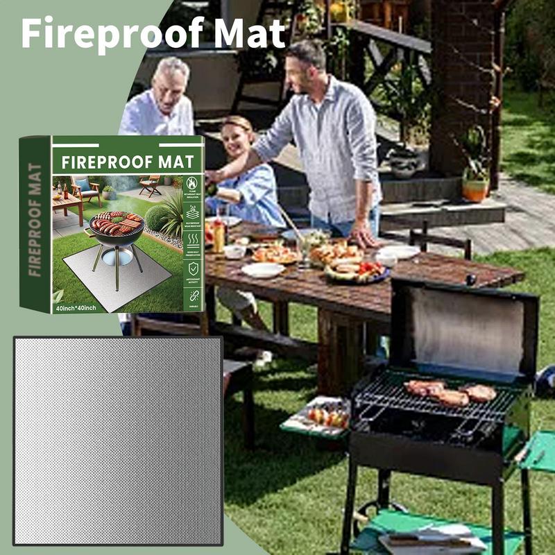 Camping BBQ Mat Floor Outdoor 40x40inches Fireproof Mat BBQ Heat Resistant Grill Mat Reusable Anti-Slip Fireplace Mat Waterproof