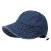 Retro ladies washed denim bucket hat cap big eaves UV protection plain face covering fisherman hat