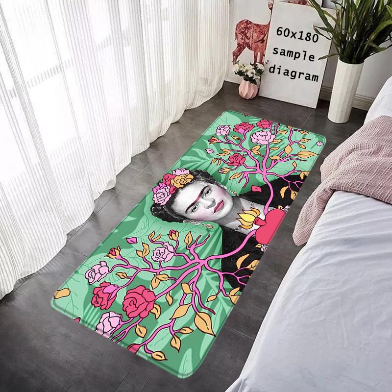 Doormat Flannel Floor Mat Indoor Foot Rug F-Frida K-Kahlo Bedside Mats Kitchen Corridor Absorbent Carpet Ideal for Balcony Decor