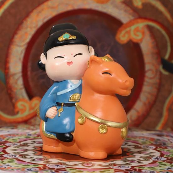 Chinese Style Horse Riding Ornament Cartoon Men Women Resin Figurine Statue Sculpture Home Office Desktop Decoration Souvenir Gift
