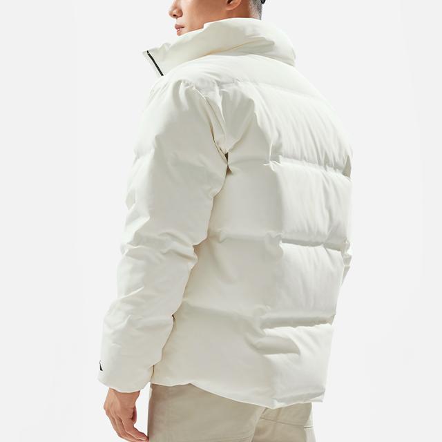 Li Ning Hot Pot Down Jacket Series Water-Resistant Far Infrared Warm Loose Sports Comfortable Down Jacket Men Jacket Off-White AYMU245-1