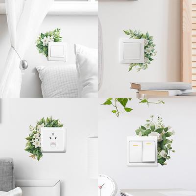 Green Plant Flower Switch Paste Bedroom Living Room Wall Decoration Wall Sticker