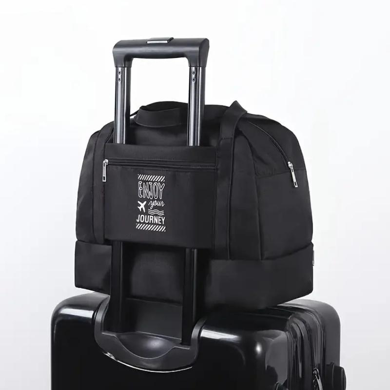 

1PC 2-in-1 travel tote with wet and dry compartment - durable portable fitness swimming beach bag, unisex чорний