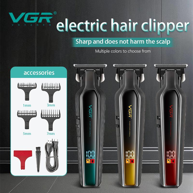 VGR Hair Trimmer Cordless Hair Cutting Machine Electric Hair Clipper Professional Haircut Barber DLC Blade Trimmer for Men LED Digital Display V-930