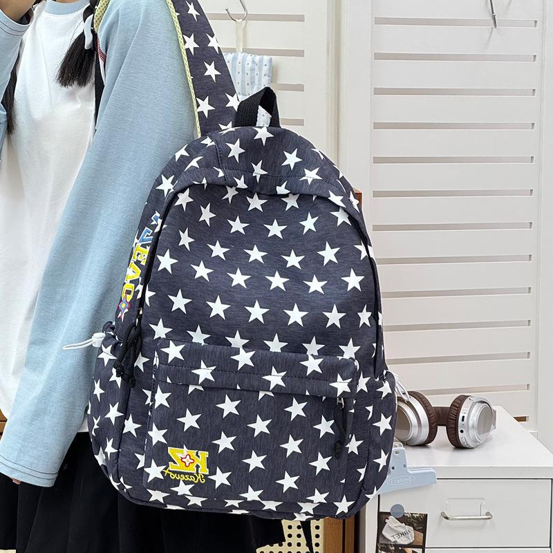 Schoolbag Star Printing Student Schoolbag Simple and Lightweight Student Party Class Daily Travel Leisure Large Capacity Backpack