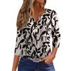 Women's T Shirt Tee Print Button 3/4 Sleeve Tunic Daily Weekend Fashion Basic V- Neck Regular Top