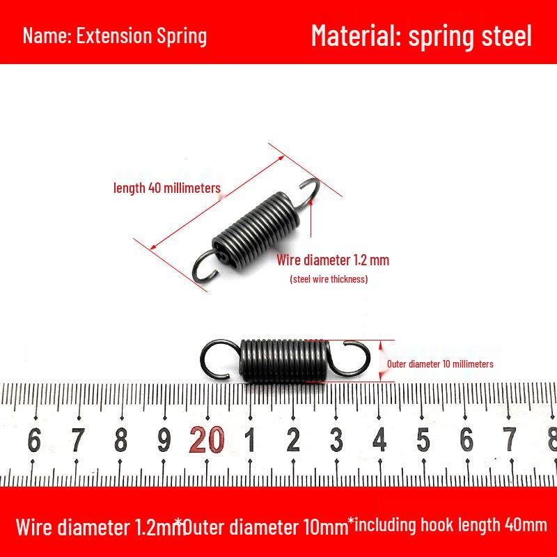 1.2mm Wire Extension Spring with Hook - Soft Tensile Force Spring Accessory