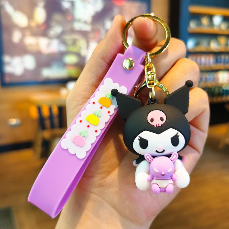 

New Anime Cartoon Sanrio Keychain Kawaii Kuromi PVC Figurines Hanging Ornaments for Car Bag Keychains Claw Keyrings Toys Anime