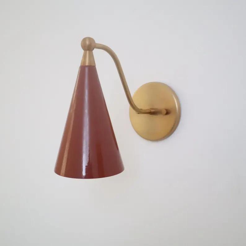 Modern Style Mid Century Raw Brass Wall Lamp Luminaire