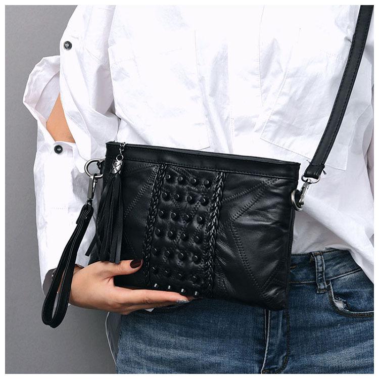 Echtleder Quaste Damen Umhängetaschen Nieten Clutch Tasche Damen Umhängetasche Für Mädchen Damen Crossbody Taschen